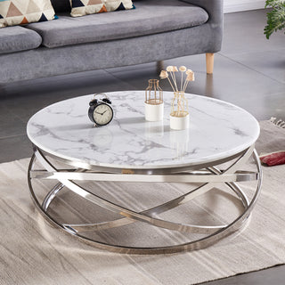Regent Silver Round Stone Coffee Table